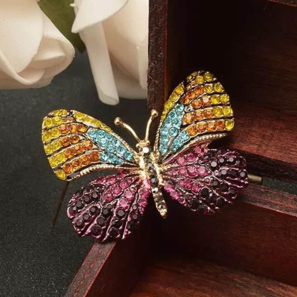 New Colorful Sparkly Butterfly Brooch 🦋 (1.75” wide x 1.5” tall) 🦋 (Version 6)